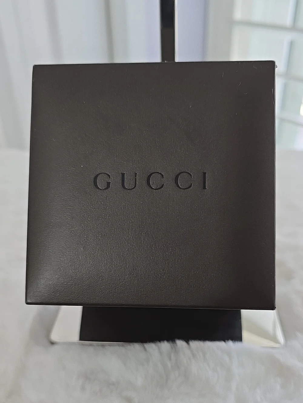 GUCCI Brown Debossed Logo Watch Box
